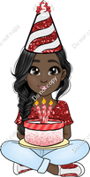 Red - Dark Skin Tone - Birthday Girl w/ Variants