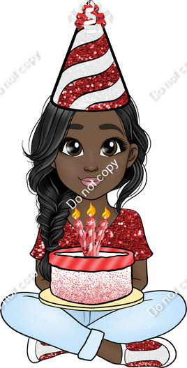 Red - Dark Skin Tone - Birthday Girl w/ Variants