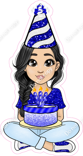 Blue - Light Skin Tone - Black Hair - Birthday Girl w/ Variants