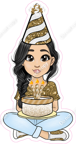 Gold - Light Skin Tone - Black Hair - Birthday Girl w/ Variants