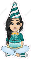 Teal - Light Skin Tone - Black Hair - Birthday Girl w/ Variants