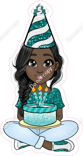 Teal - Dark Skin Tone - Birthday Girl w/ Variants