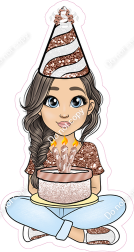 Rose Gold - Light Skin Tone - Brown Hair - Birthday Girl w/ Variants