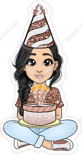 Rose Gold - Light Skin Tone - Black Hair - Birthday Girl w/ Variants