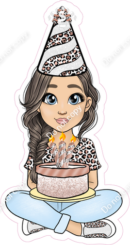 White Leopard - Light Skin Tone - Brown Hair - Birthday Girl w/ Variants