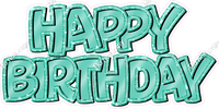 Flat Sparkle Outline - Double Line Happy Birthday