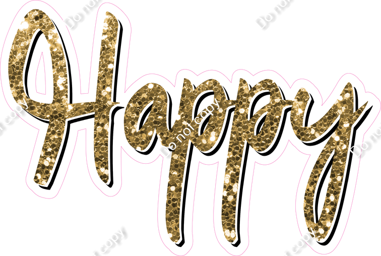 Cursive - Gold - Happy w/ Variants| Sign Swag USA