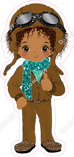 Aviator - Dark Skin Tone - Girl - Teal