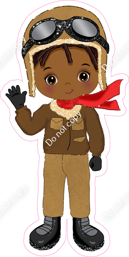 Aviator - Dark Skin Tone - Boy - Red Scarf