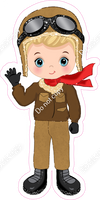 Aviator - Light Skin Tone - Blonde Hair - Boy - Red Scarf w/ Variants