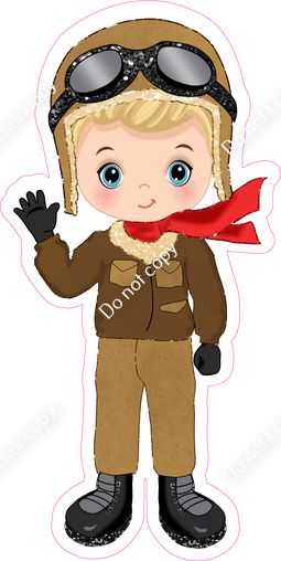 Aviator - Light Skin Tone - Blonde Hair - Boy - Red Scarf