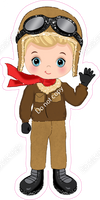 Aviator - Light Skin Tone - Blonde Hair - Boy - Red Scarf w/ Variants