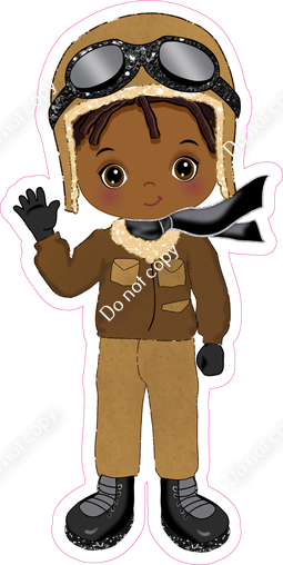 Aviator - Dark Skin Tone - Boy - Black Scarf