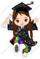 Graduation Girl - Light Skin Tone - Brown Hair - Rainbow w/ Variants