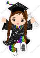 Graduation Girl - Light Skin Tone - Brown Hair - Rainbow w/ Variants