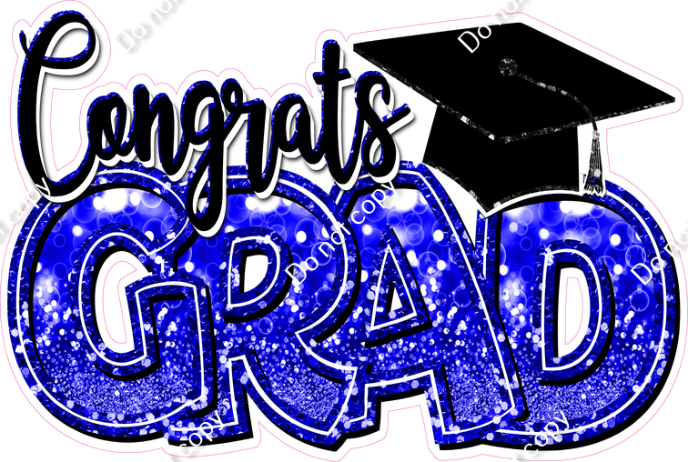 Blue - Bokeh - Congrats Grad Statement| Sign Swag USA