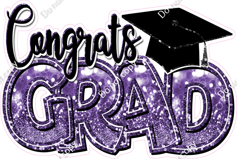 Purple - Bokeh - Congrats Grad Statement| Sign Swag USA