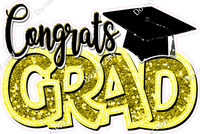 Yellow - Sparkle - Congrats Grad Statement w/ Variants
