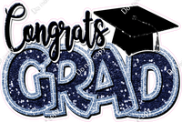 Navy Blue - Sparkle - Congrats Grad Statement w/ Variants