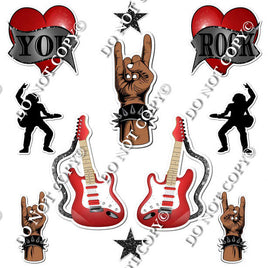 11 pc Dark Skin Tone Father's Day Rock N Roll Theme0447