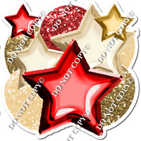 Red & Champagne Balloon & Star Bundle