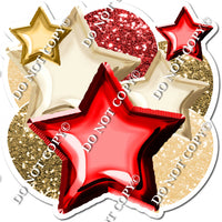 Red & Champagne Balloon & Star Bundle