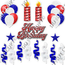 15 pc White, Red & Blue HBD Flair Package