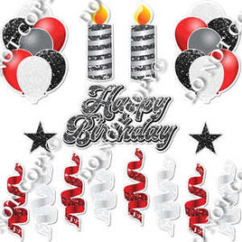 15 pc White, Black & Red HBD Flair Package