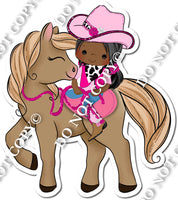 Western Cowgirl - Dark Skin Girl on Horse