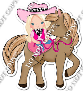 Western Cowgirl - Light Skin Girl on Horse