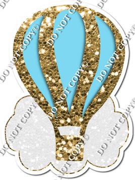 Cloud & Hot Air Balloon - Gold & Baby Blue