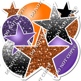 Orange, Black, Purple Balloon & Star Bundle
