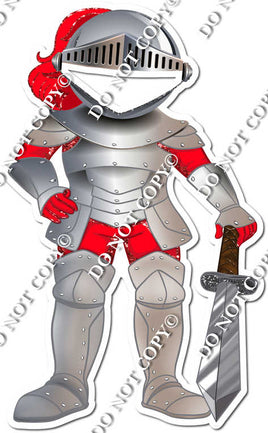 Red Armor Suit Holding Sword Cut Out w/ Variant