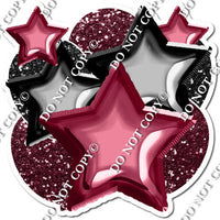 Burgundy & Black Balloon & Star Bundle