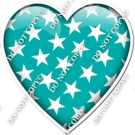 Flat Teal with Star Pattern Heart