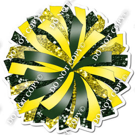 Yellow & Hunter Green Sparkle Pom Pom w/ Variant