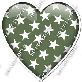 Flat Sage with Star Pattern Heart