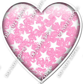 Sparkle Baby Pink with Star Pattern Heart