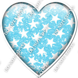 Sparkle Baby Blue with Star Pattern Heart