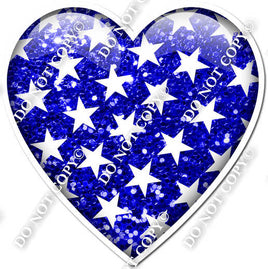 Sparkle Blue with Star Pattern Heart