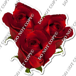 3 Red Roses with Leaves
