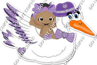 Lavender Dark Skin Tone Baby Girl Riding Stork w / Variant