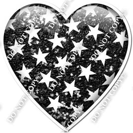 Sparkle Black with Star Pattern Heart