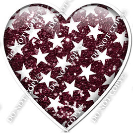 Sparkle Burgundy with Star Pattern Heart