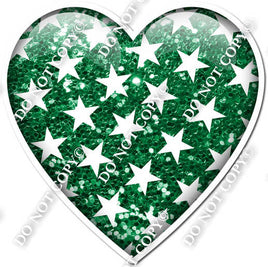 Sparkle Green with Star Pattern Heart