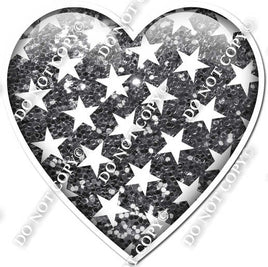 Sparkle Silver with Star Pattern Heart