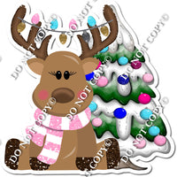 Sitting Reindeer with Baby Pink Scarf & Christmas Tree w/ Variants