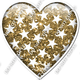 Sparkle Gold with Star Pattern Heart