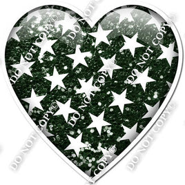 Sparkle Hunter Green with Star Pattern Heart