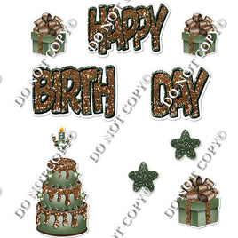 10 pc Happy Birthday - Swift - Sage & Chocolate Flair-hbd0317